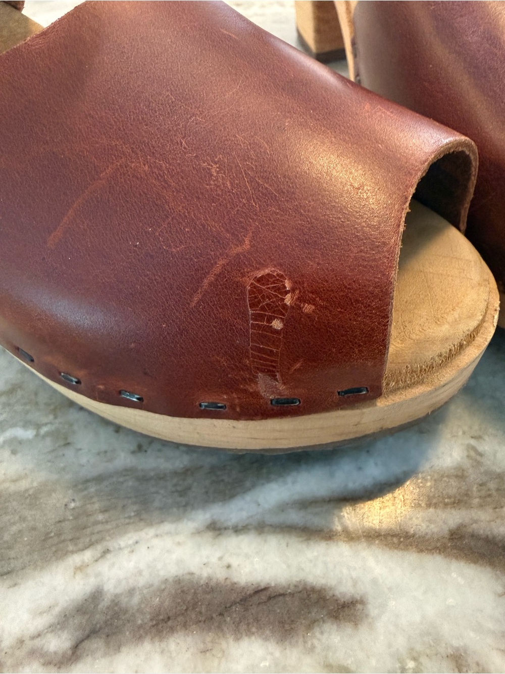 Tessa Clogs High Heel Tab Peep Toe Mikaela Sandal Clog size 40 US 8.5 / 9 - Picture 9 of 10